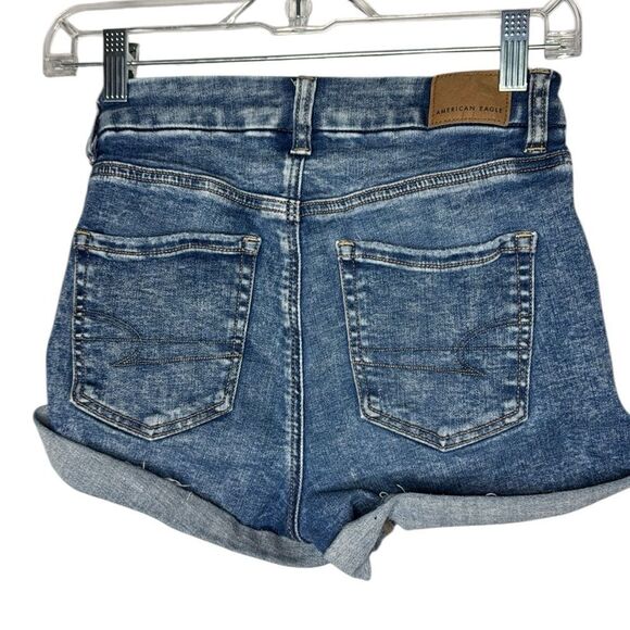 American Eagle Next Level Stretch Curvy High Rise Shortie Jeans Shorts. Size 00. - Picture 4 of 8